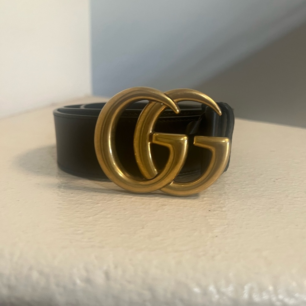 GUCCI GG Marmont belt 400593 notation size 70 leather black‎ gold metal f… - Picture 7 of 10